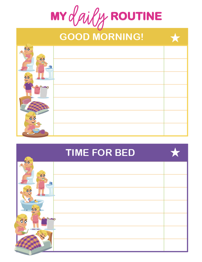 Girls Daily Routine Chart Free Download