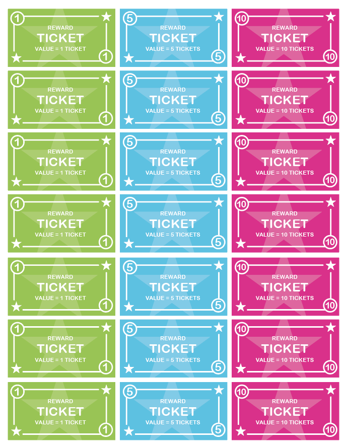 Reward Tickets System for Kids Free Download Template